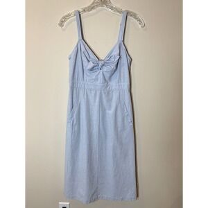 Lush Sundress Womens Juniors‎ Small Cotton Blue Midi Sweetheart Neckline Pockets